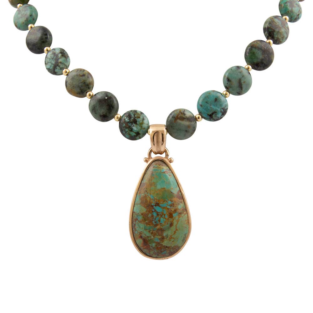 Sublime Genuine Green Turquoise Golden Drop Necklace SUBLN22TG2B
