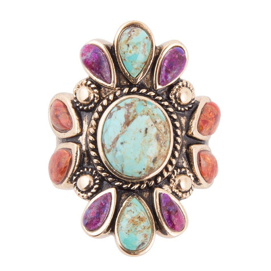 Native Color Turquoise Multi Stone RingLEGAR01PUM9B
