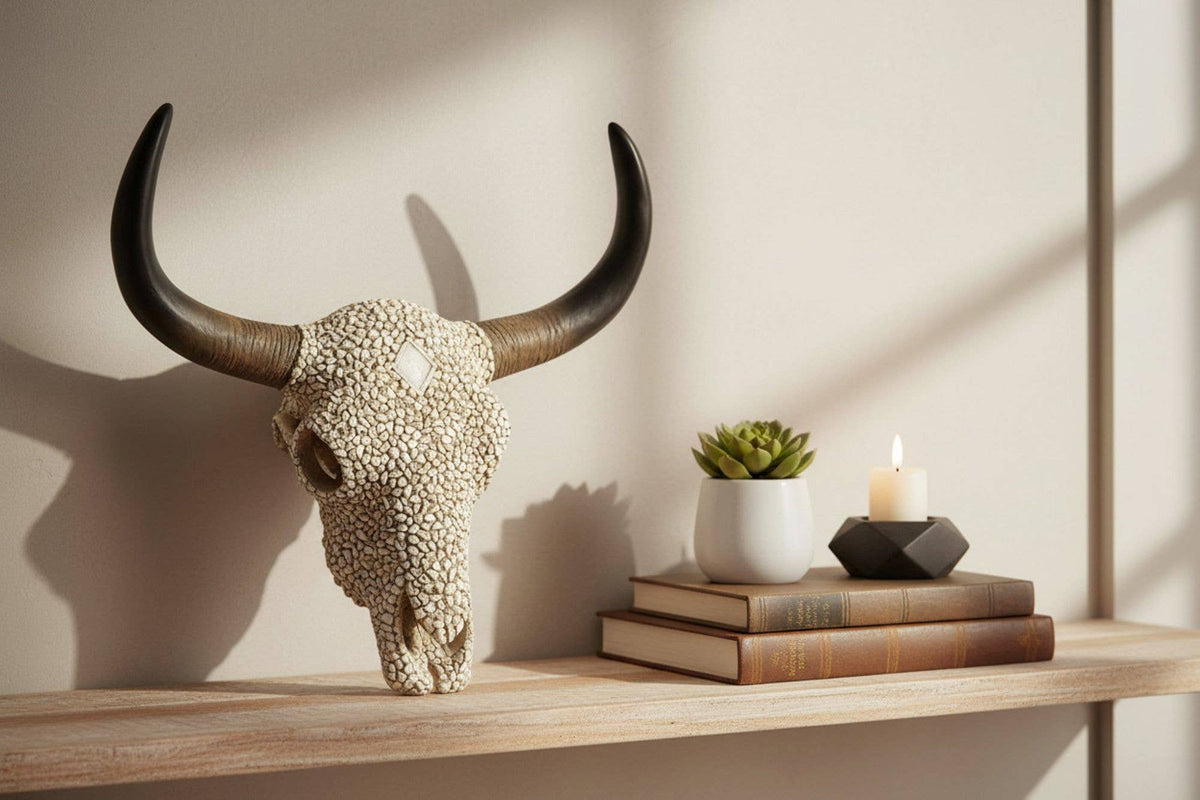 Southwestern Textured Longhorn Skull Wall Décor – Hand-Paint 15456
