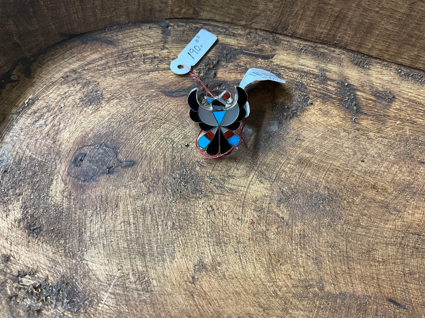 Ring Silver Thunderbird Turquoise Corral Inlay LRZ265X