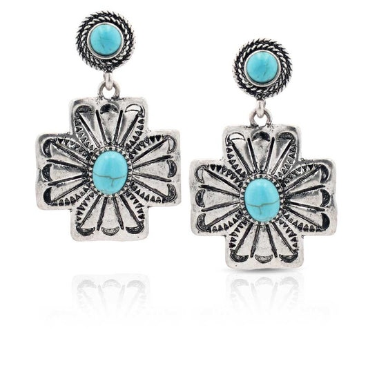 Montana Silversmiths Pelated Turquoise Attitude Earrings AER5425