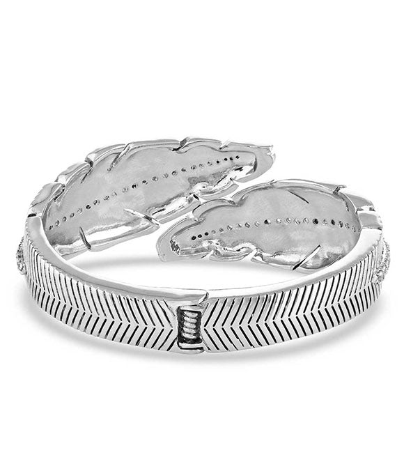 Montana Silversmiths Wrapped Within Crystal Feather Hinge Bracelet BC4963