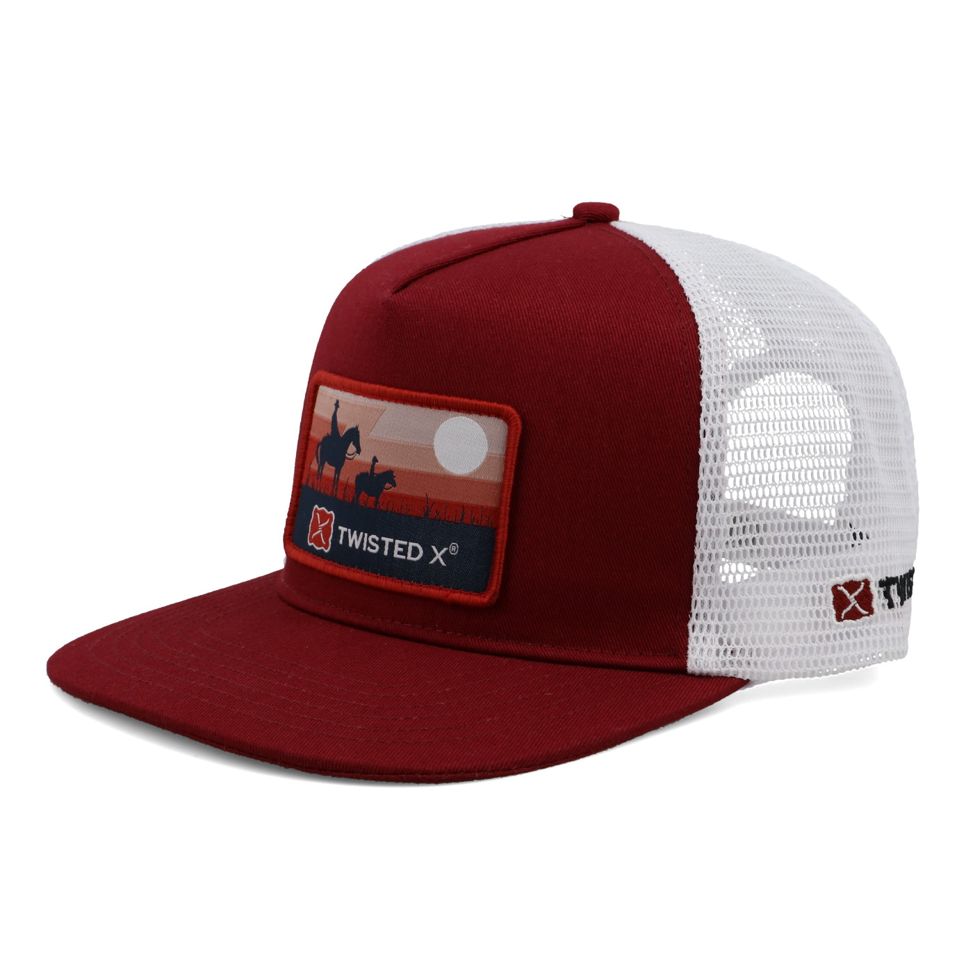 Twisted X Patch Hat - Red & White - Red & White CAO0007