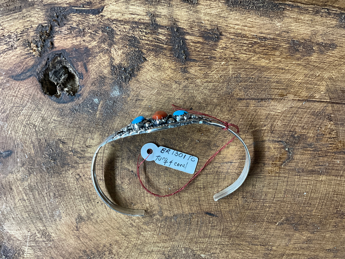 Cuff Bracelet Turquoise and Corral BR1301TC