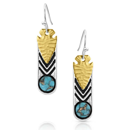 Montana Silversmiths Southwest Nights Arrowhead Turquoise  Earrings ER5392