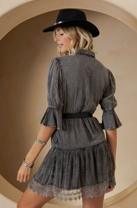 Vintage RomanceStone Washed Baby Doll Dress with V-Neck DR23665RGC