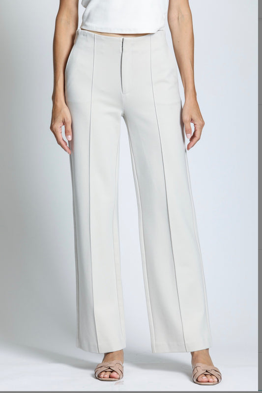 APNY Front Zip Pant With Pin-Tucked Leg- Champagne E20