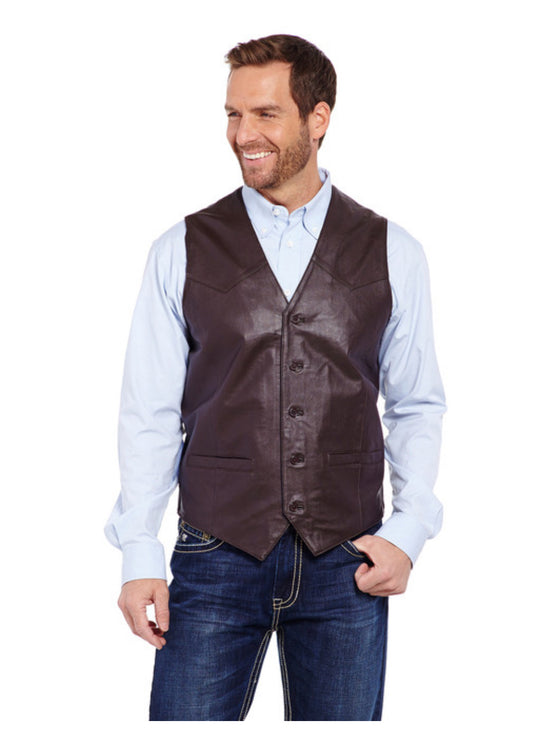 CRIPPLE CREEK MEN'S BUTTON FRONT LAMB VEST 3059BRN