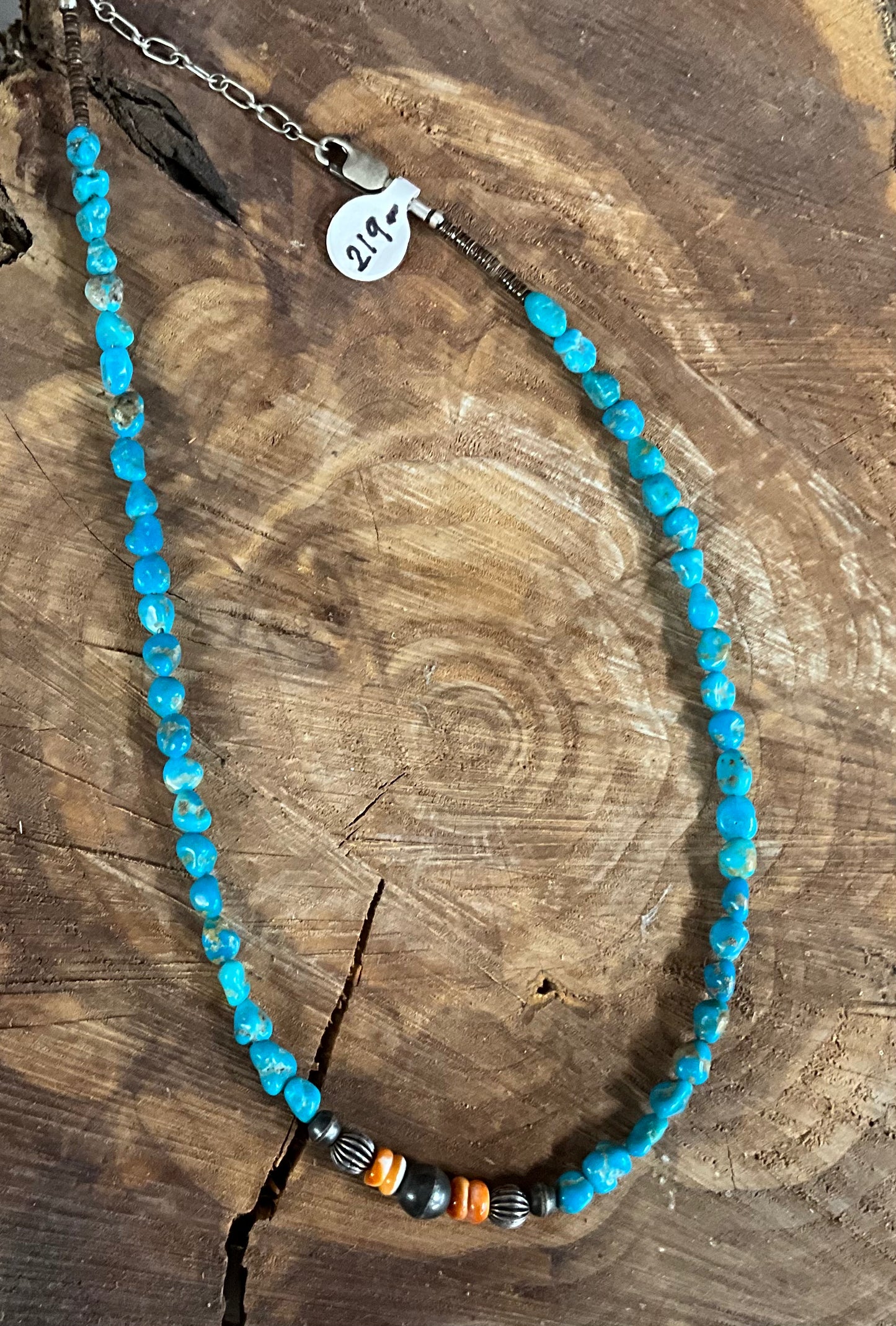 Necklace Turquoise Coral Silver Beads 1020