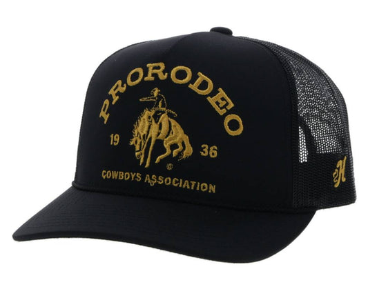 HOOEY PRORODEO BLACK HAT W/GOLD LOGO 2263T-BK