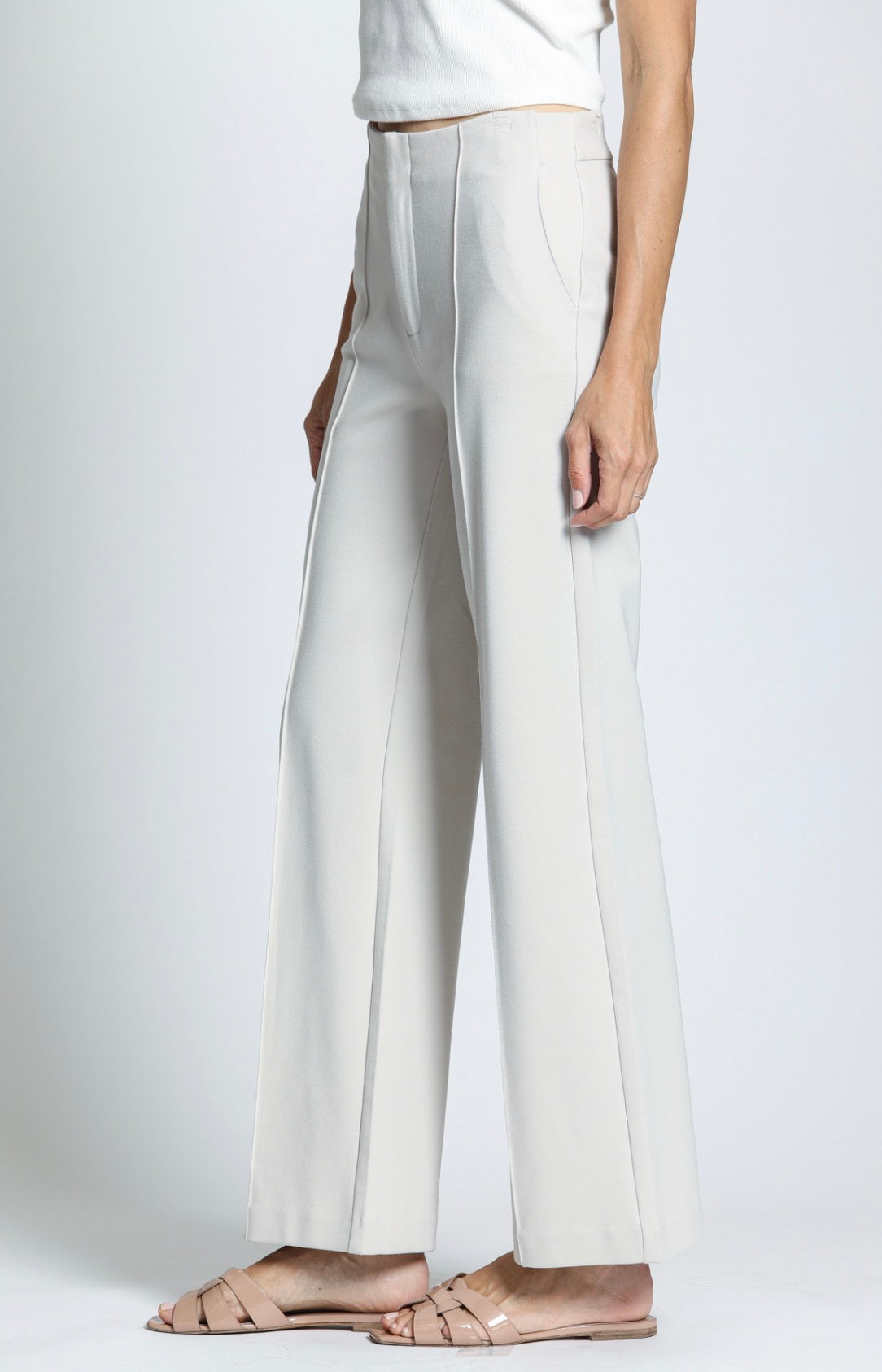 APNY Front Zip Pant With Pin-Tucked Leg- Champagne E20