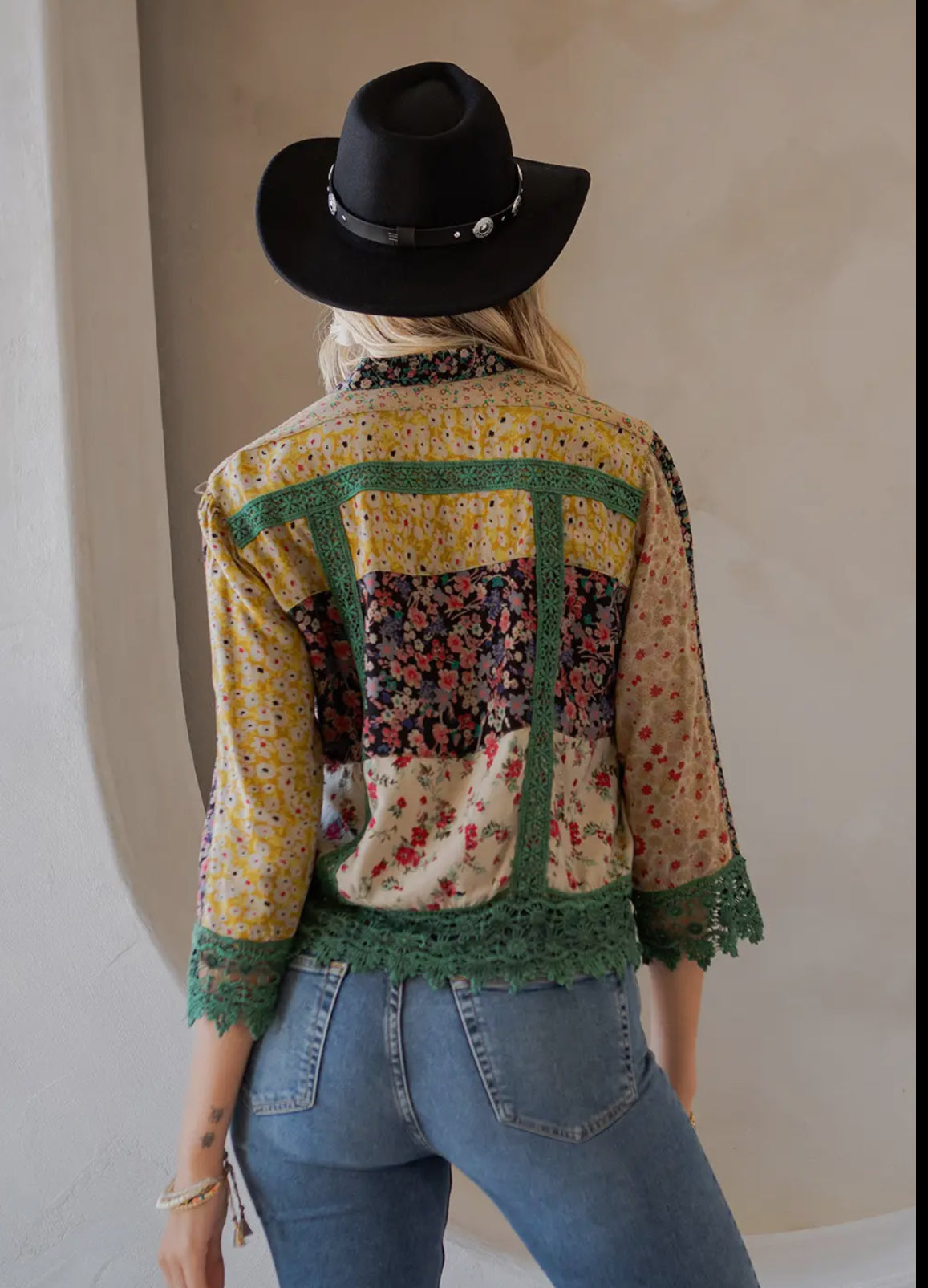 Earthy Boho Button Down Cropped Shirt TP44355RGBS