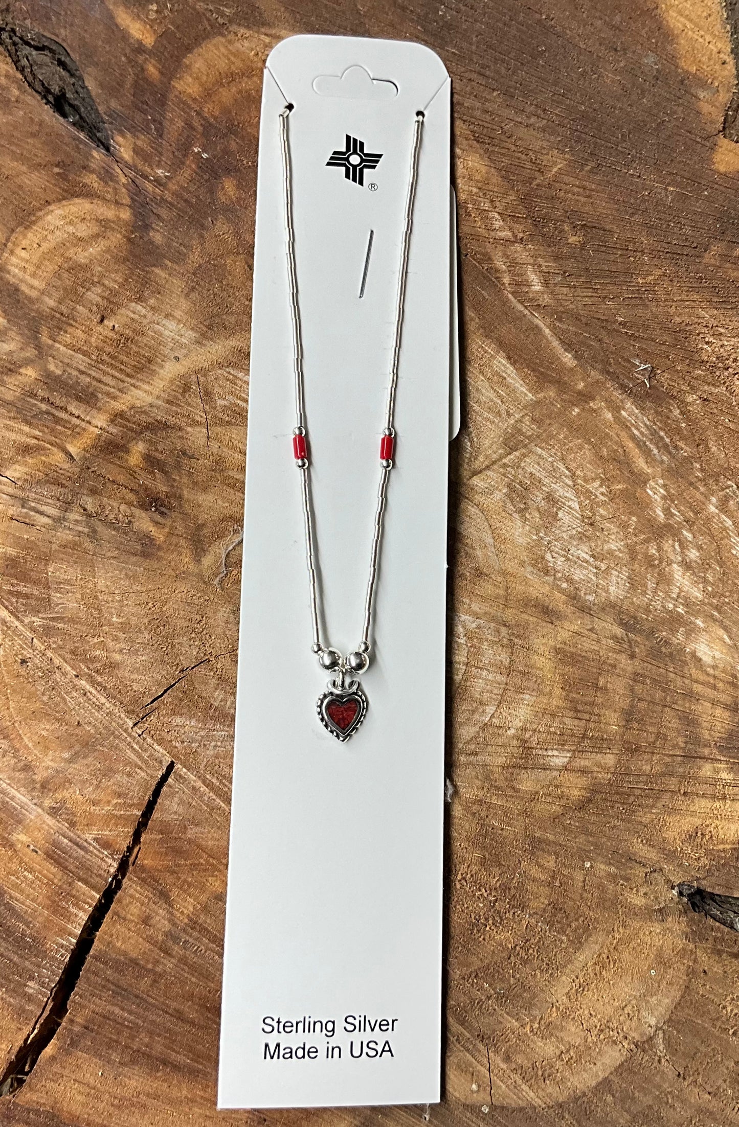 Necklace Silver Red Heart RN009