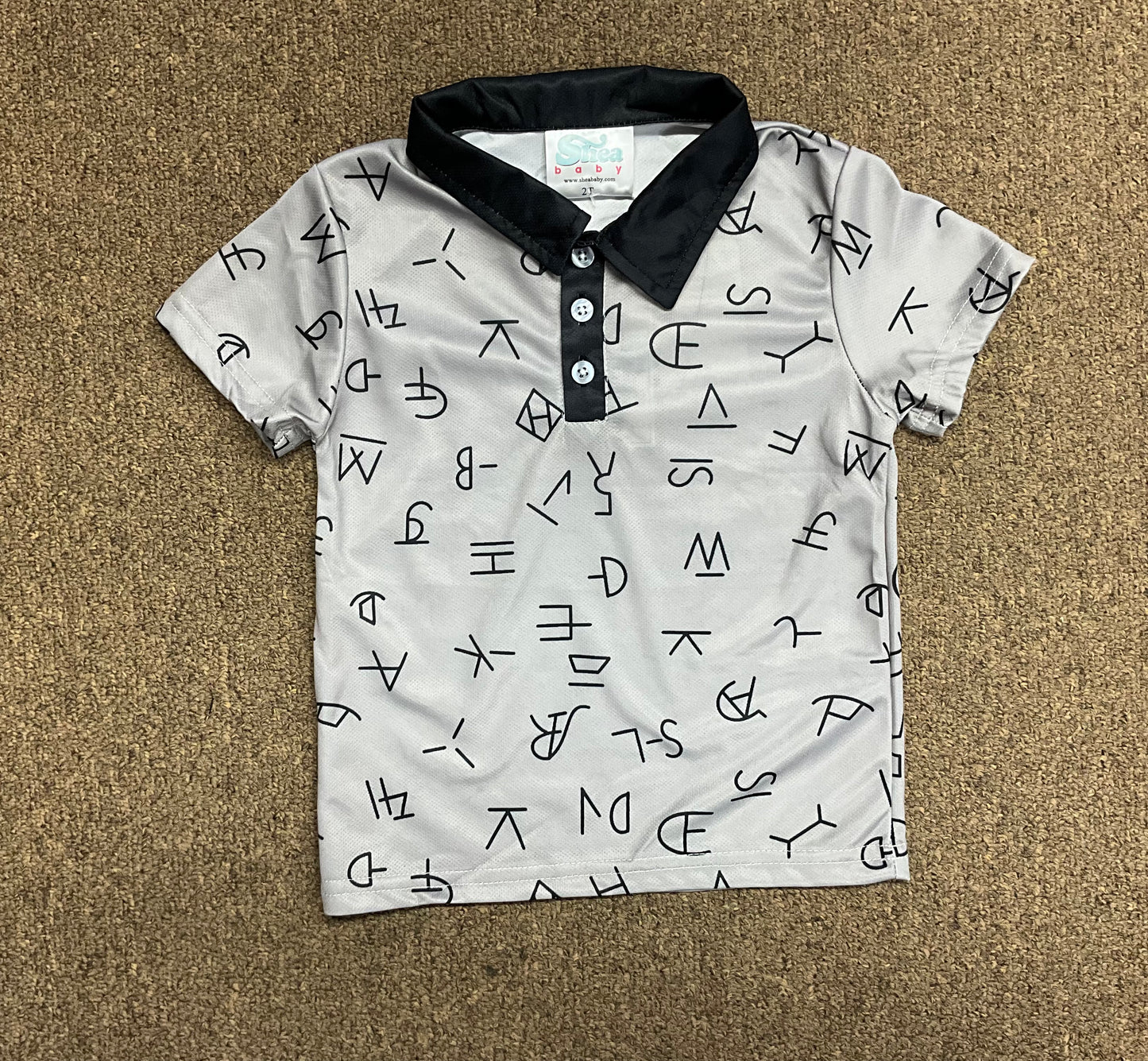 Shea Baby Boys Short Sleeve Polo Brands Black & Grey POLO06