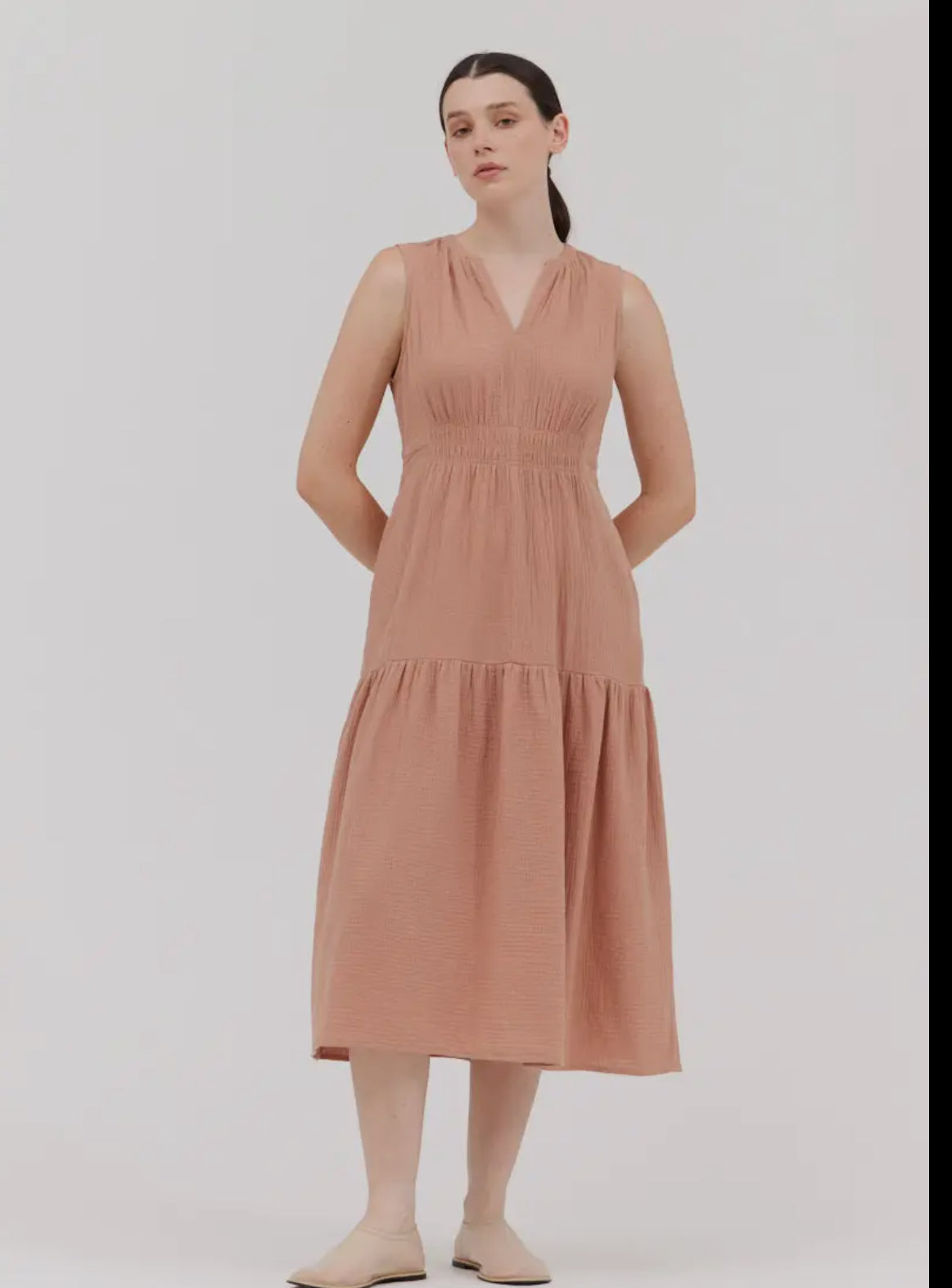 Solid Gauze Midi Dress 61032G2