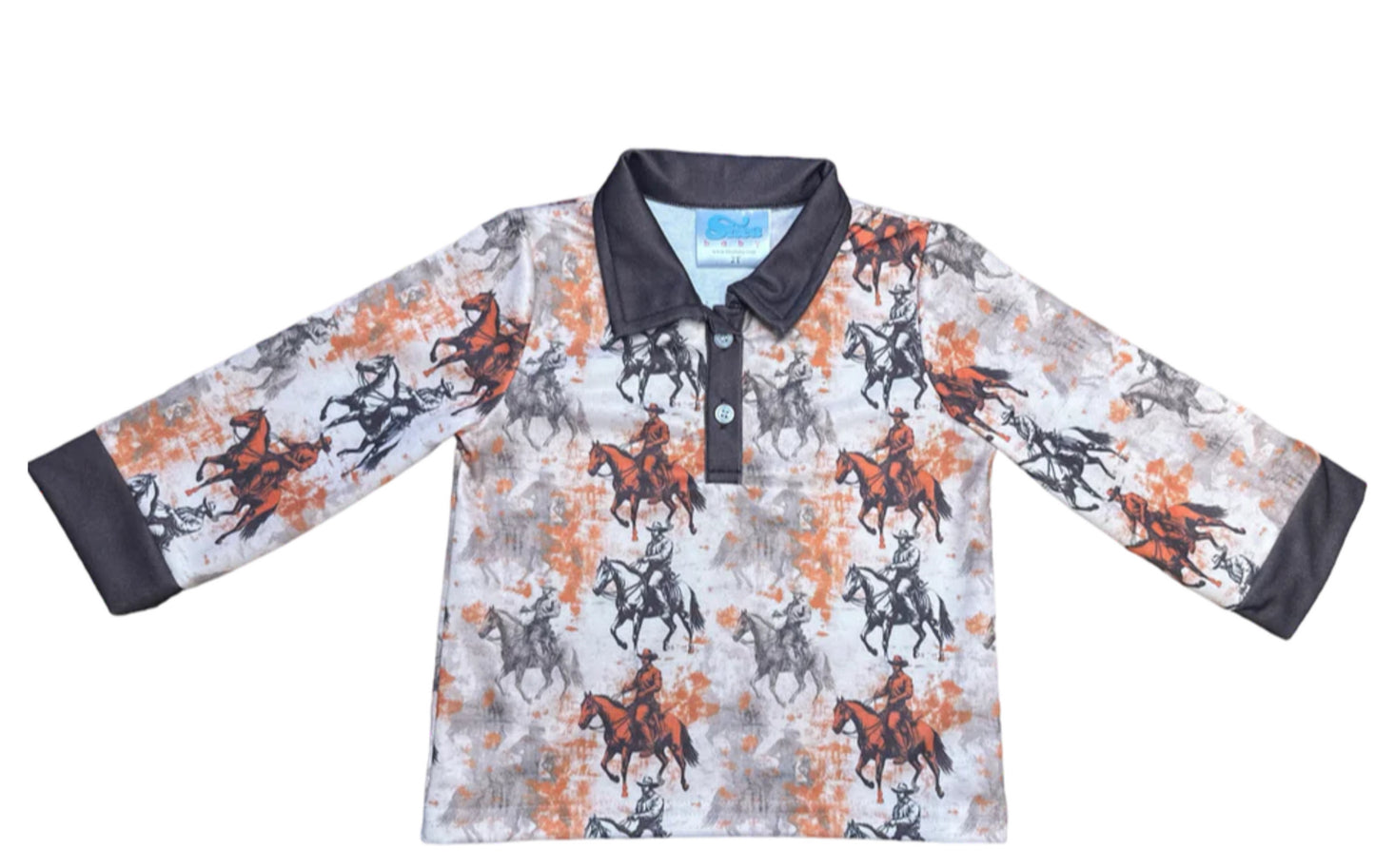 Shea Baby Boys Traveling Cowboy Long Sleeve Polo Shirt POLOLS05