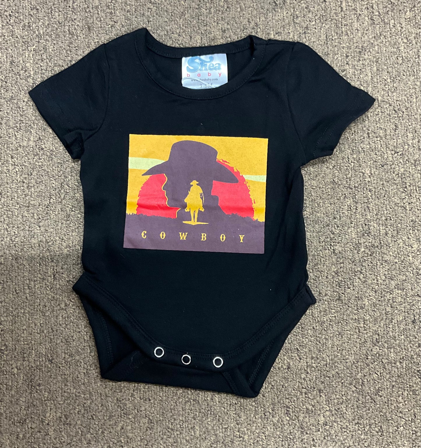 Shea Baby Black Onesie Cowboy BVINB01