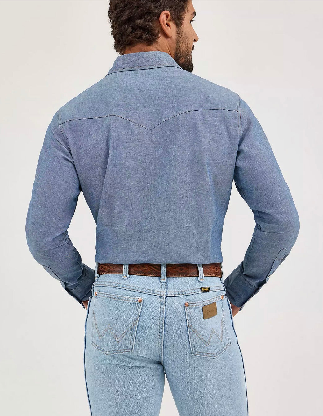 Wrangler Men's Long Sleeve Chambray Snap Western Work Shirt - 70136MW