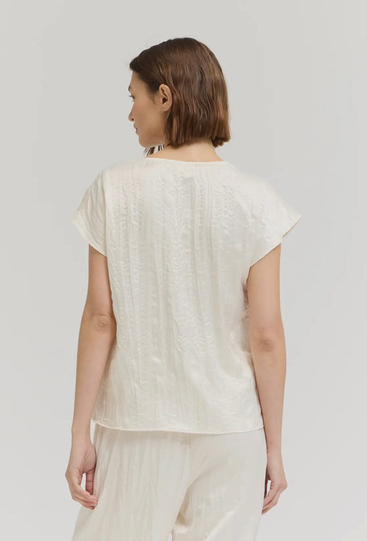 Ladies Blouse Cowl Neck Cap Sleeve Wrinkle Satin Top 42130WS
