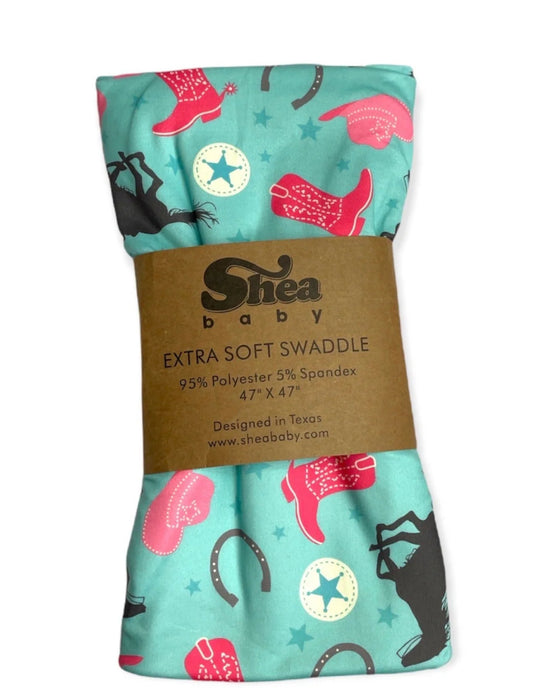 Shea Baby Girls Turquoise Cowgirl Swaddle SW02