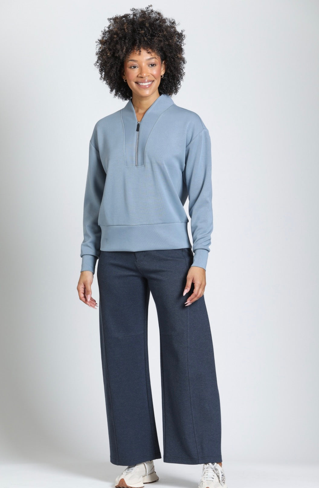 APNY Pullover Half Zip Black or Indigo Blue C219