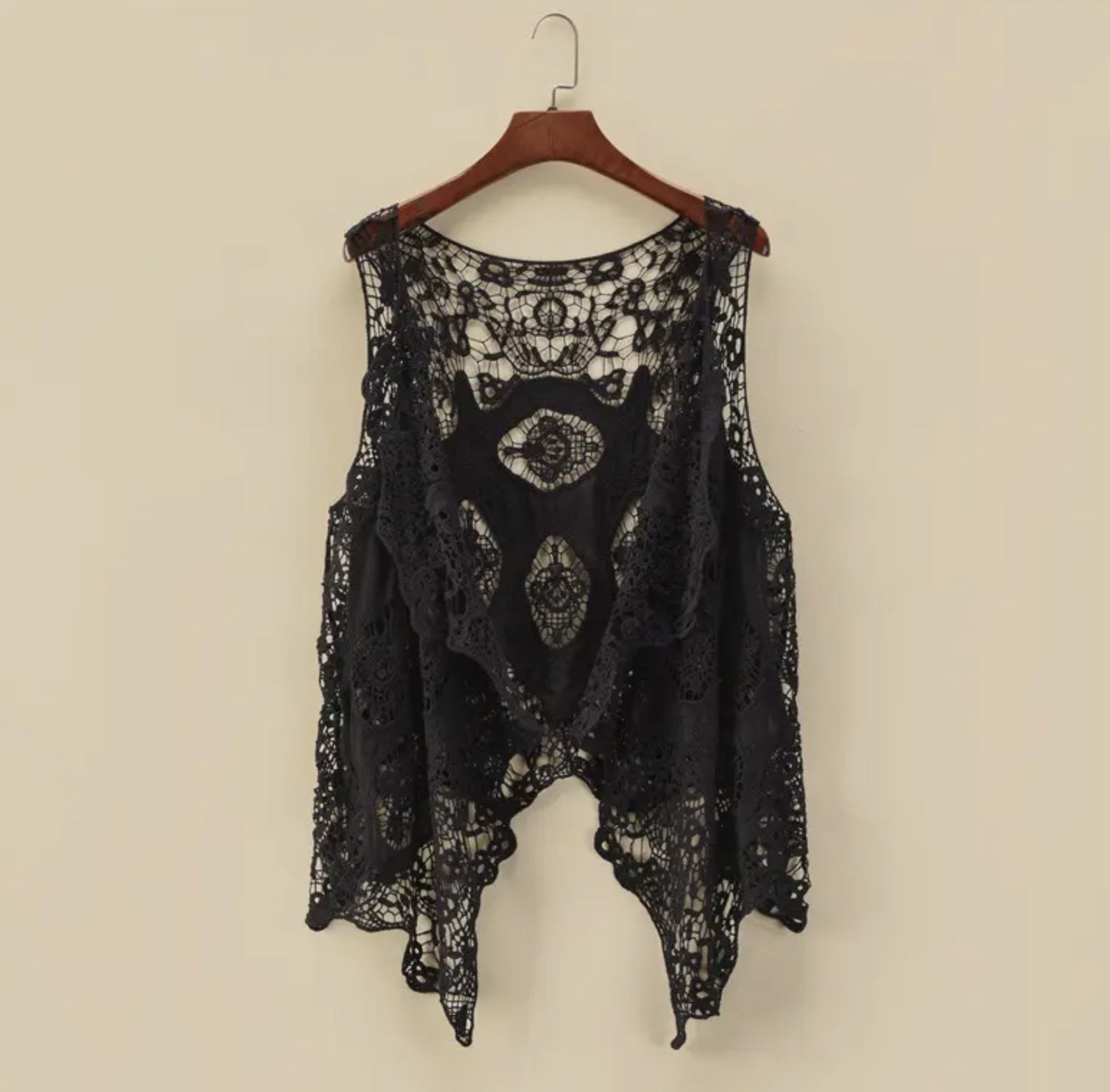 Sleeveless Lace Cardigan Black or Cream RCJW20852