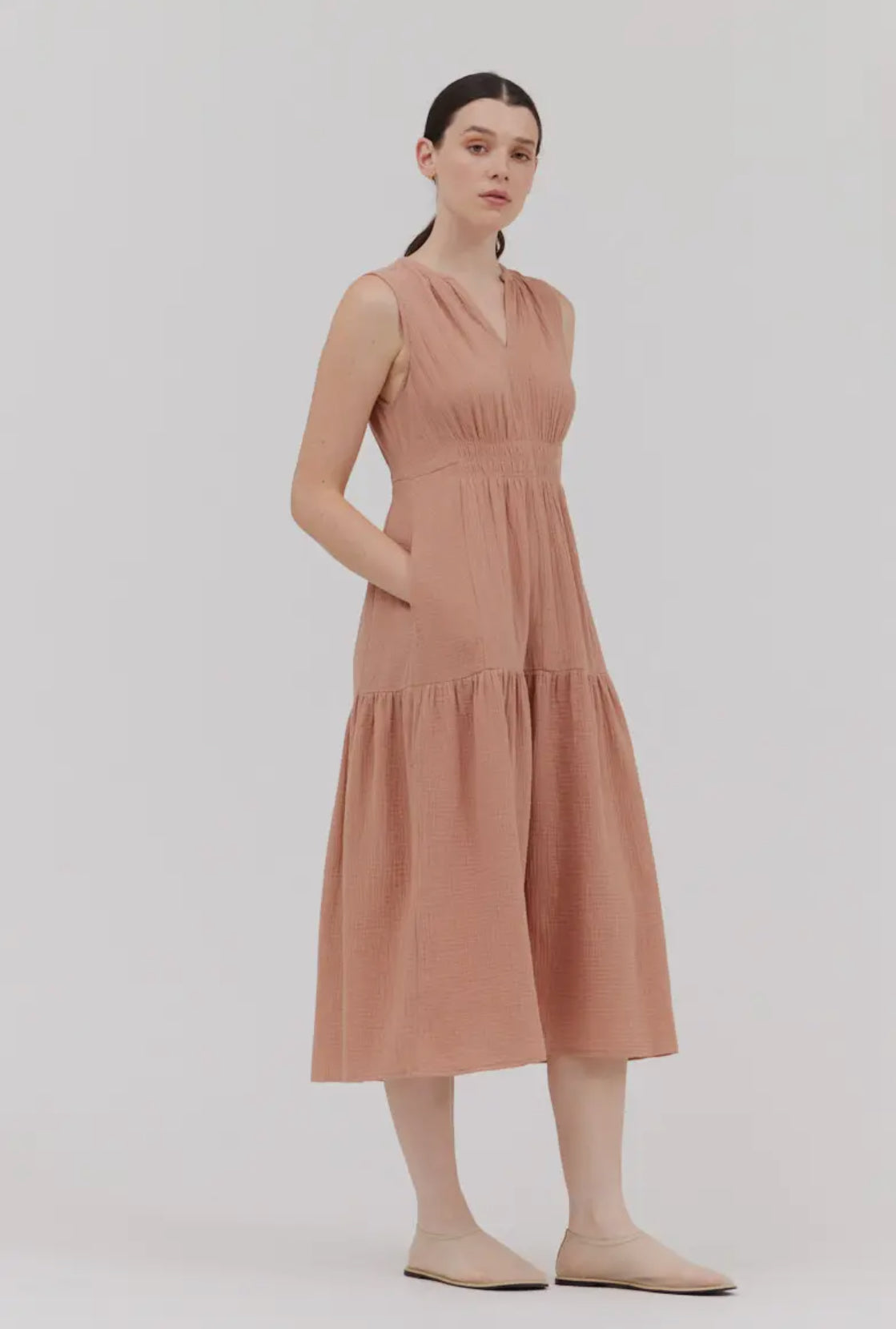 Solid Gauze Midi Dress 61032G2