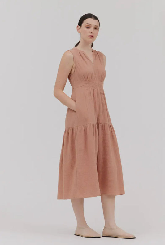 Solid Gauze Midi Dress 61032G2