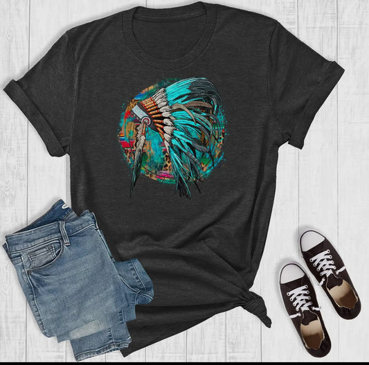 Ladies T-Shirts Western Turq