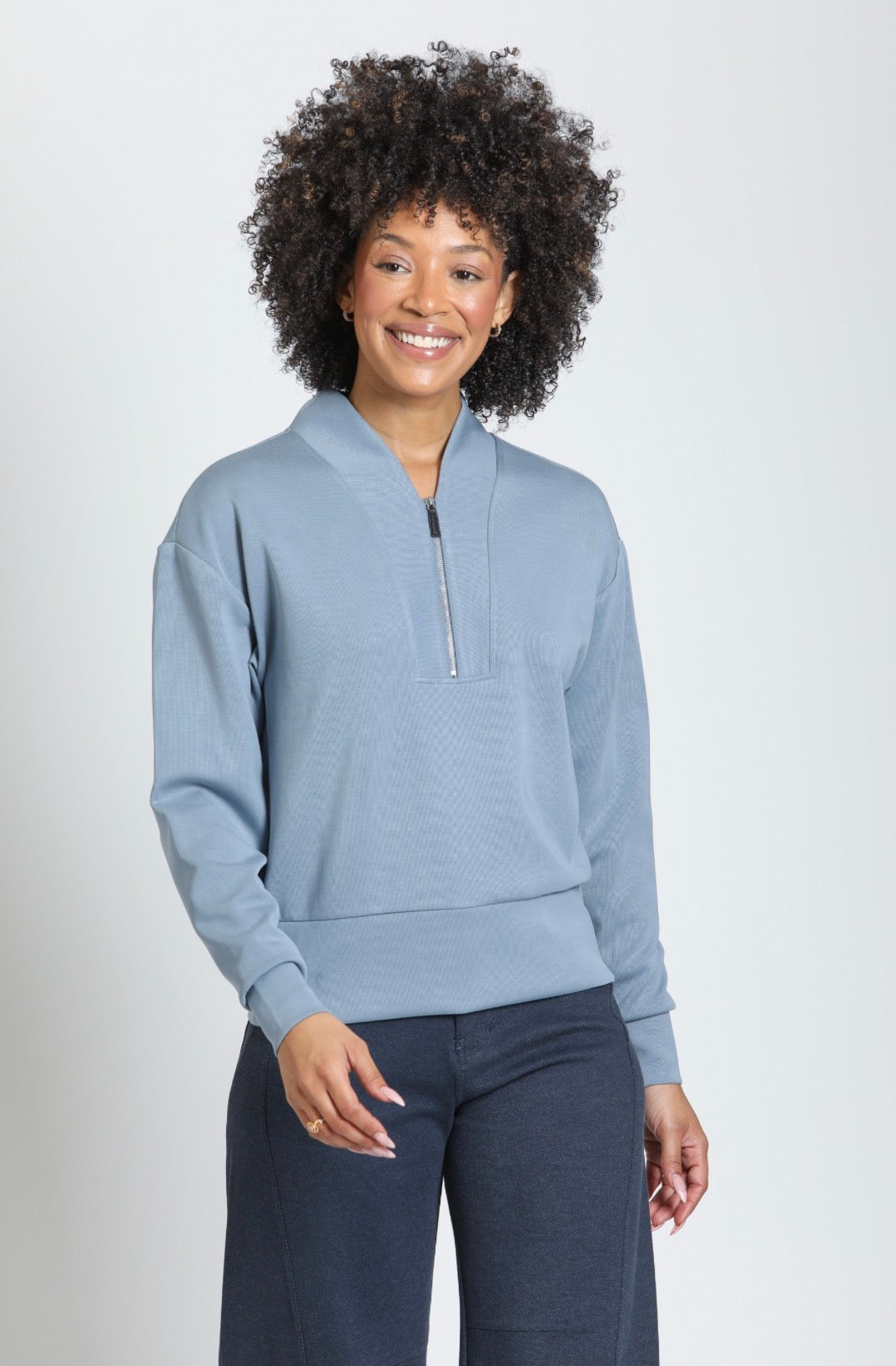 APNY Pullover Half Zip Black or Indigo Blue C219