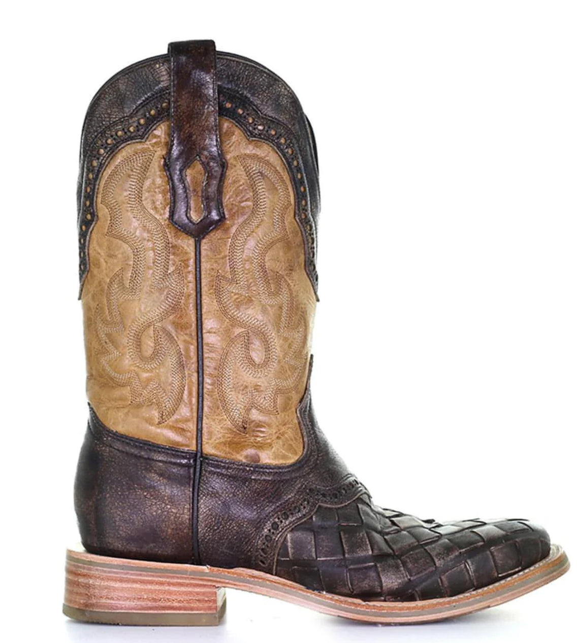 CORRAL MEN'S WOVEN LEATHER SQUARE TOE BOOT A4117