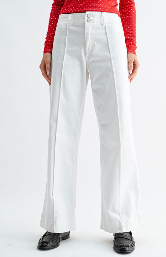Pintuck White Pant JBD Wide Leg DP835