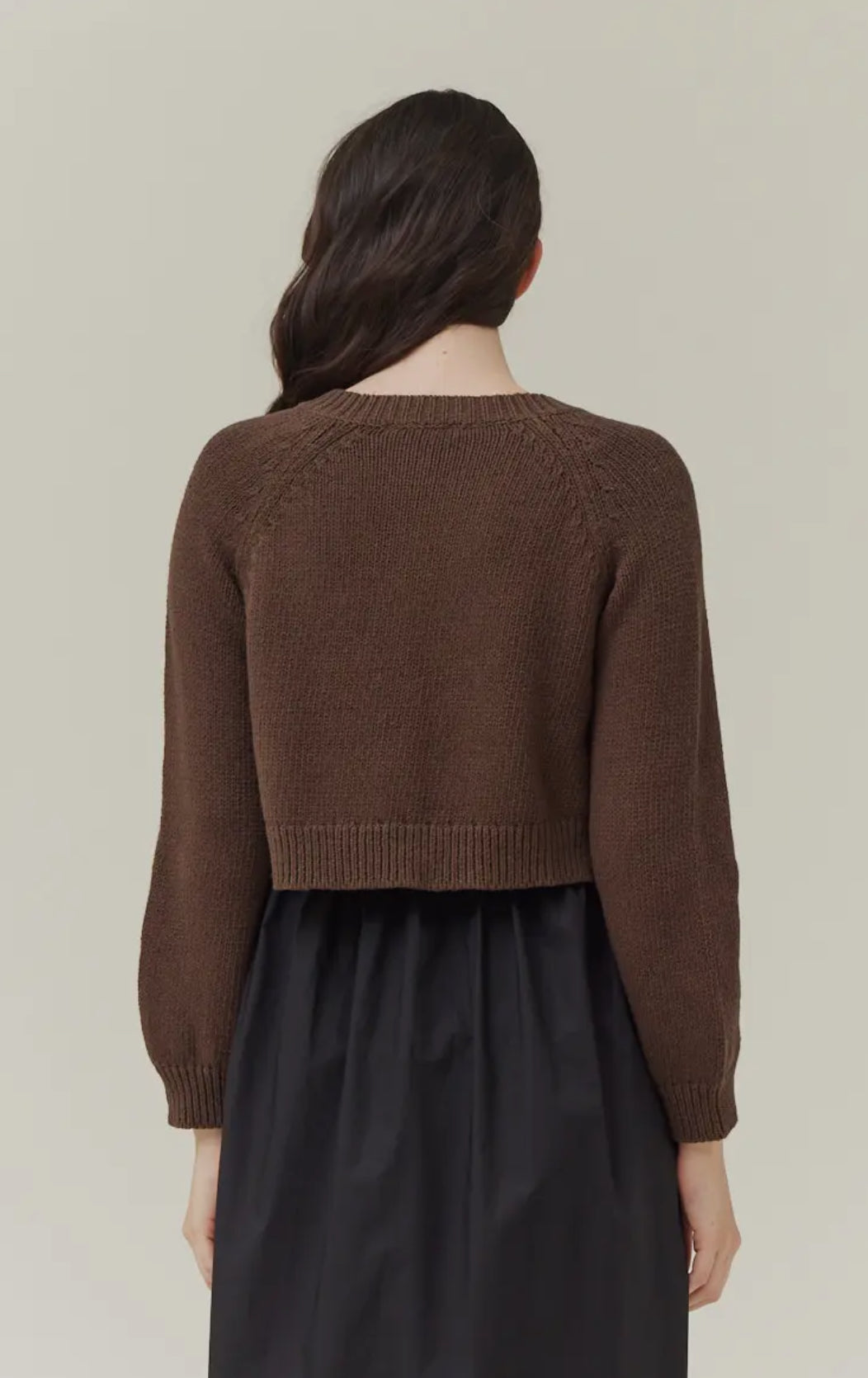 Cotton Buttoned Knit Crop Cardigan