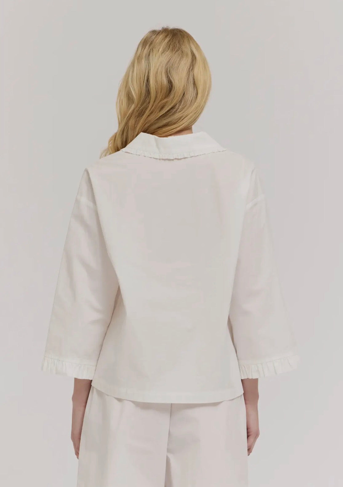 Ladies Blouse Ruffe Pleat Sleeve Shirt 42150SC