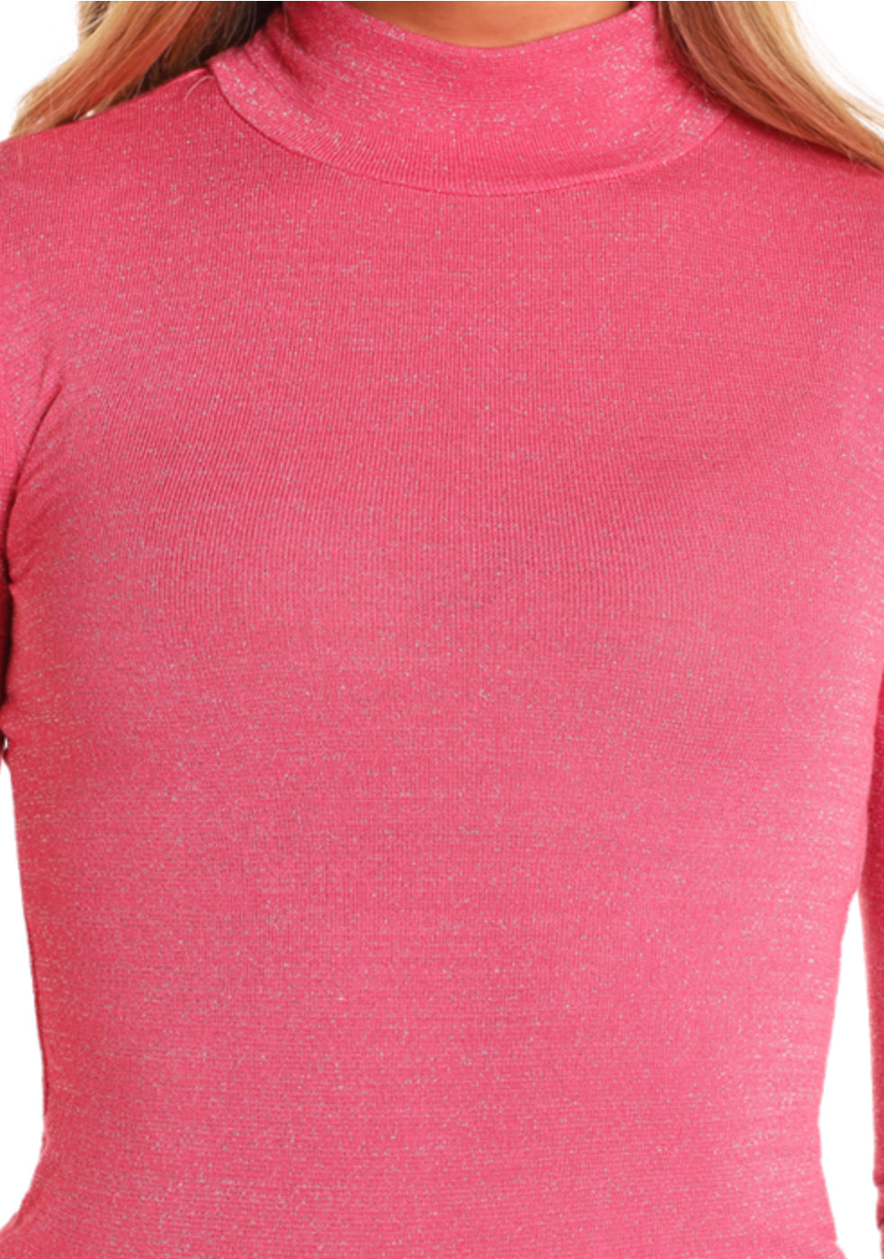 ROCK & ROLL LUREX TURTLENECK TOP HOT PINK BW22T0447876