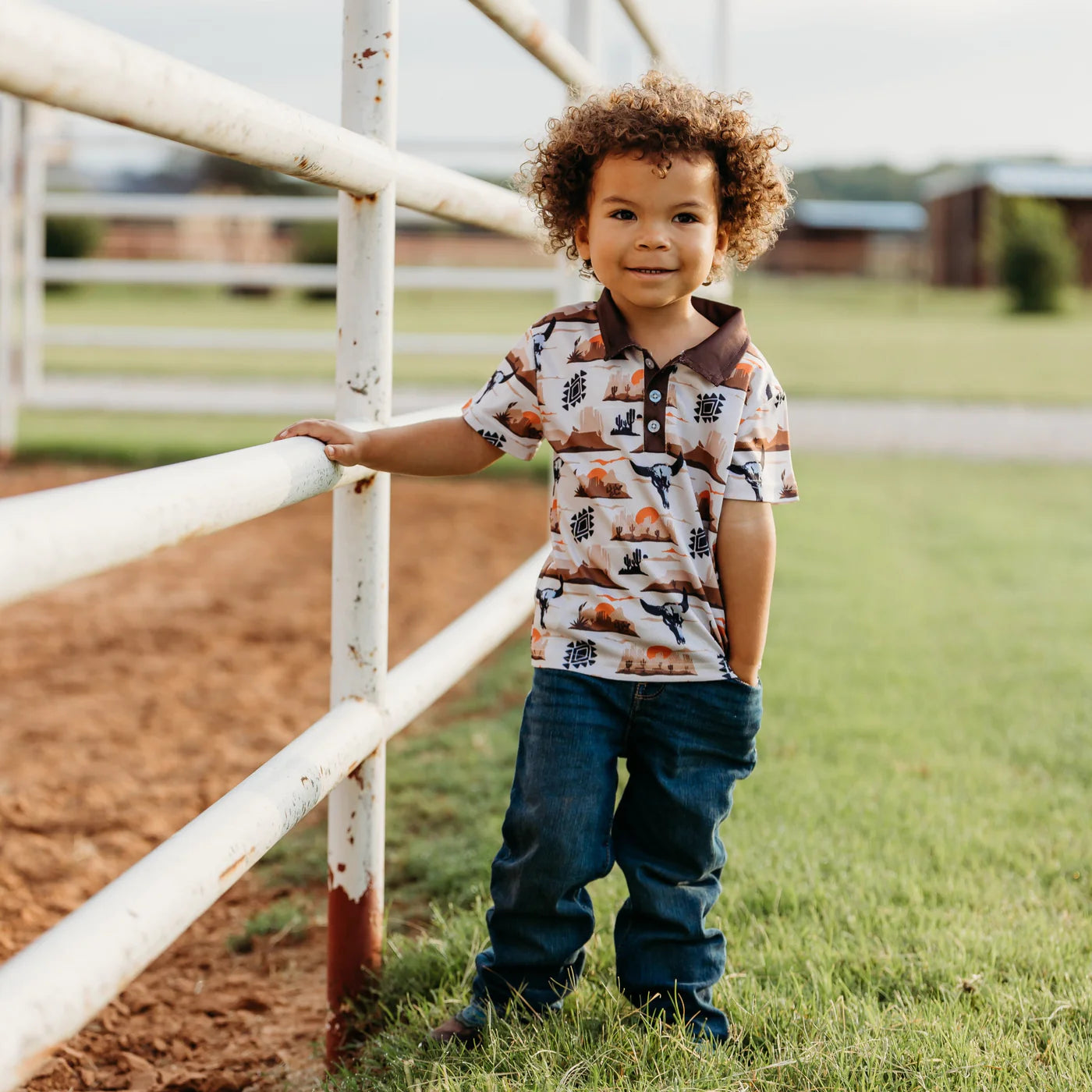 Shea Baby Boys Short Sleeve Polo Desert Sky POLO11