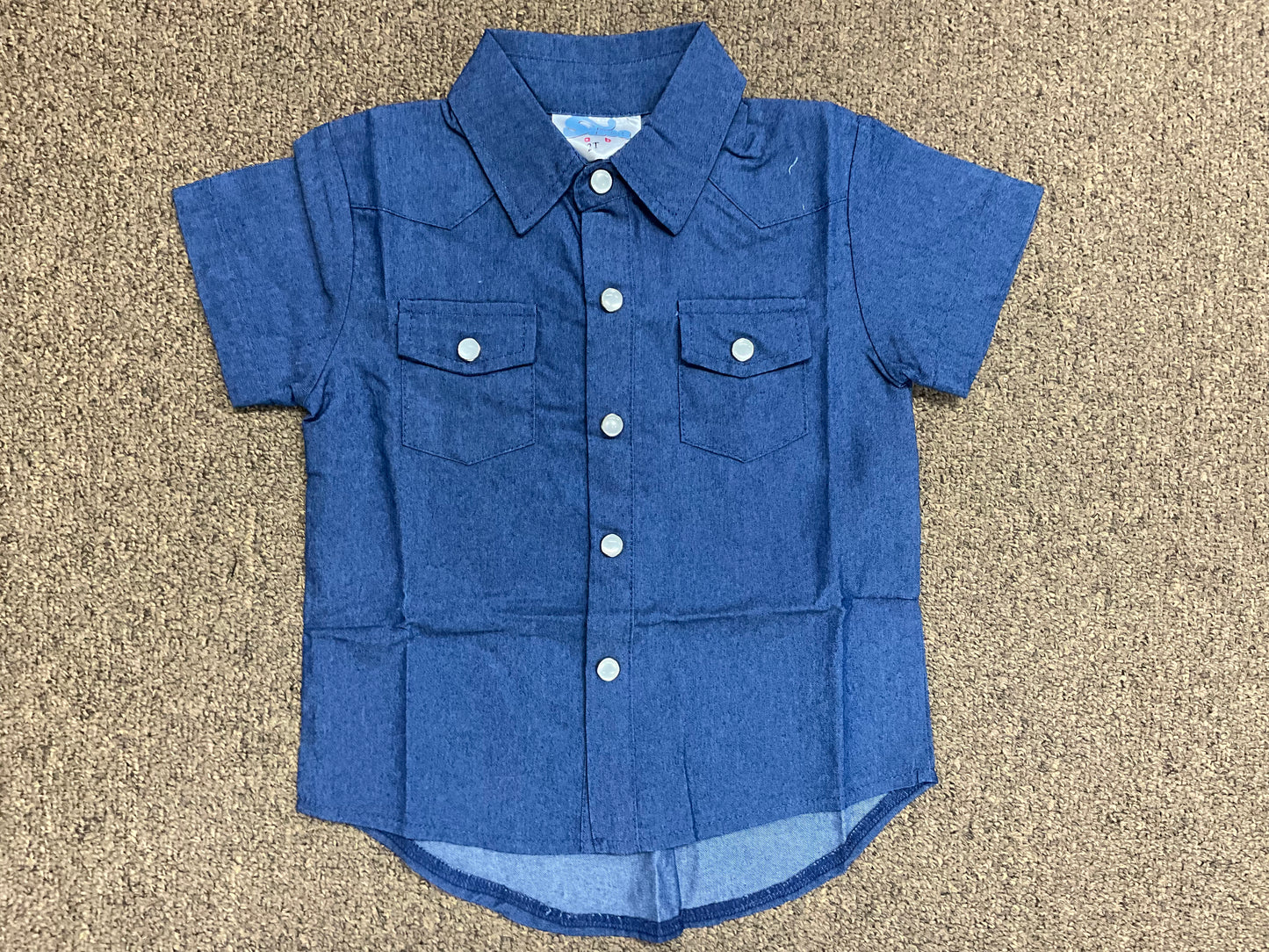 Shea Baby Boys Short Sleeve Denim Snap Shirt BOY02