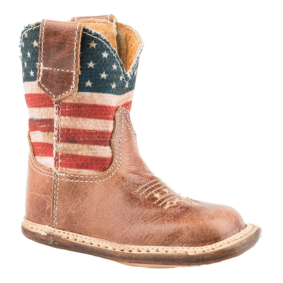 Roper Infant Tan Western American Flag Cowbabies Boots 09-016-7912-1368