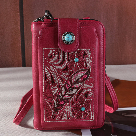 Montana West Embroidered Floral Cut-out Collection Phone Wallet/Crossbody MW1244-183HPK