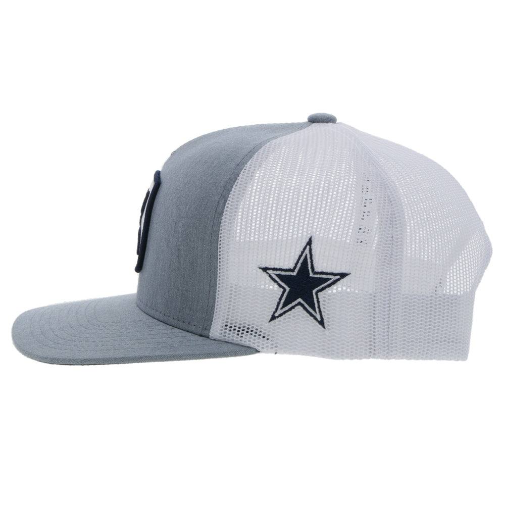 "DALLAS COWBOYS" GREY/WHITE HAT W/ BLUE & WHITE HOOEY PATCH 7265T