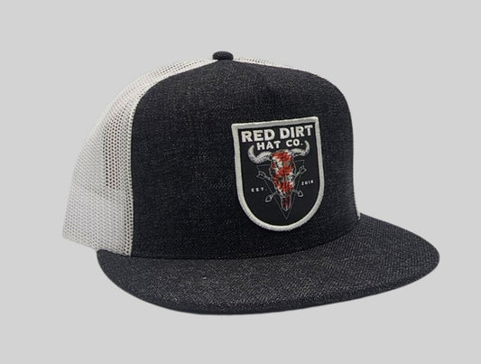 RED DIRT RED SKULL LOGO WHITE MESH - HATS CAP - RDHC299