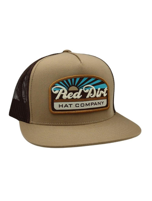 Red Dirt Hat Co. Men's Khaki & Chocolate Blue Skies Logo Patch Cap RDHC-345