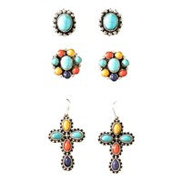 SILVER STRIKE WOMEN'S SET OF 3 BEADED EARRINGS D460016397