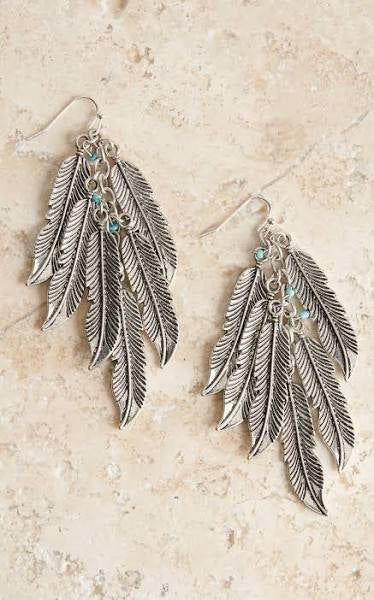 Blazin Roxx 30756 Multi Feathers Dangle Earrings