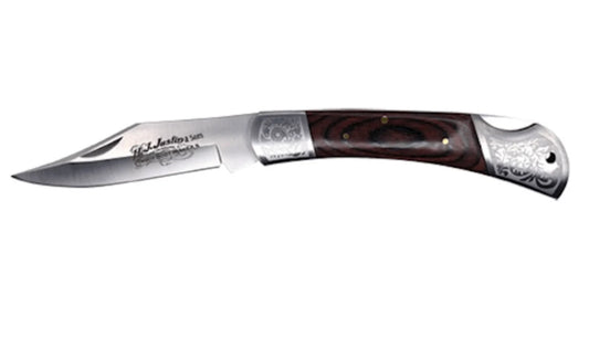 H.J. JUSTIN & SONS | JUSTIN Folding Wood Handle w/ Etching Pocket Knife 2427410201