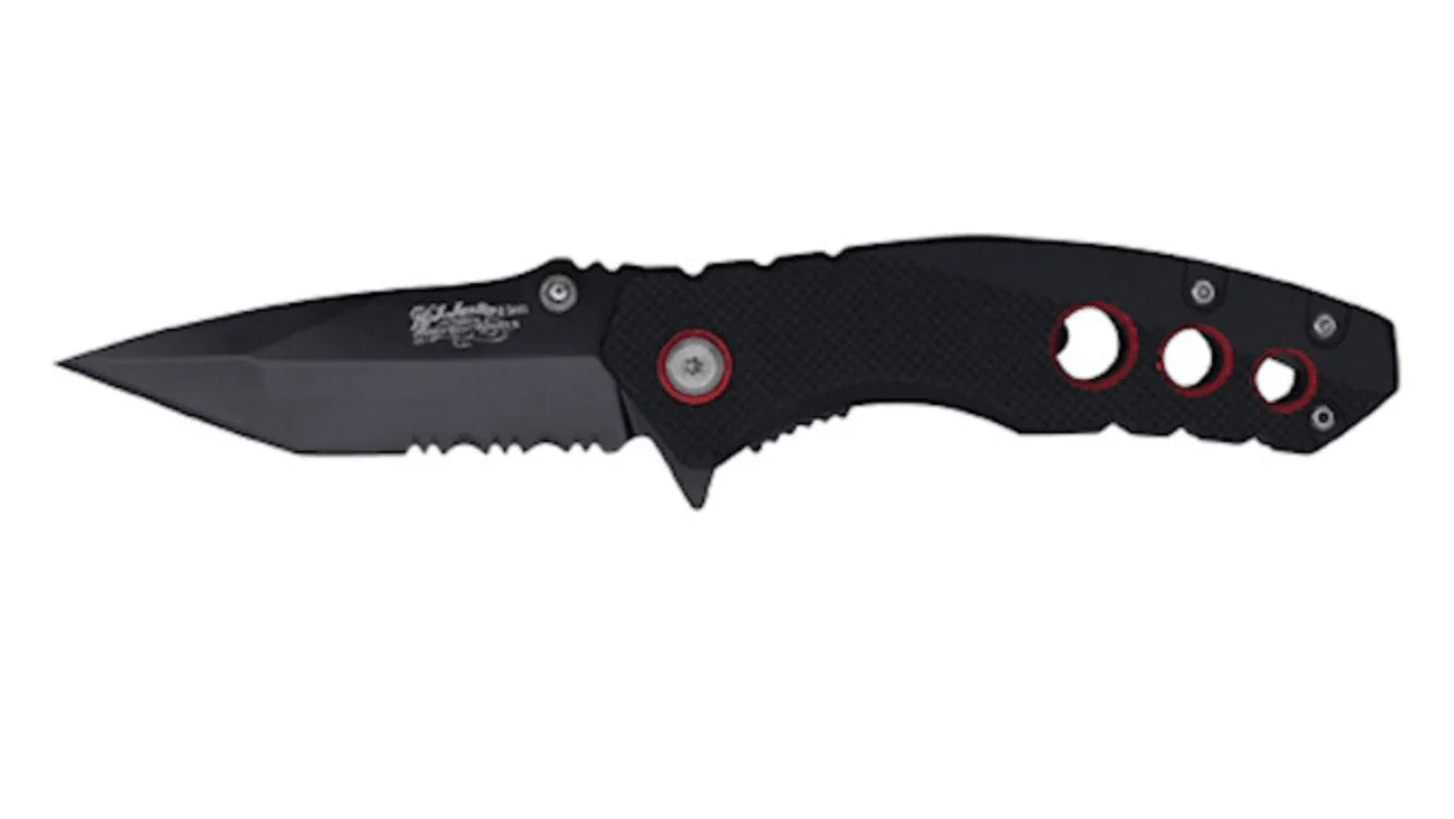 H.J. JUSTIN & SONS | JUSTIN  Tactical Black & Red Rubberized Aluminum Handled Knife 2427450584