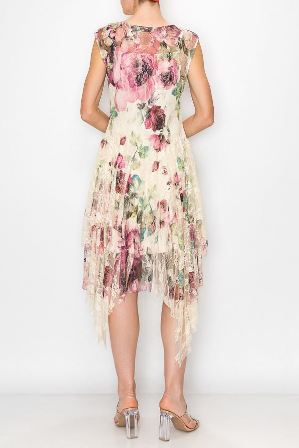 Laced Floral Dress OLS4609BG