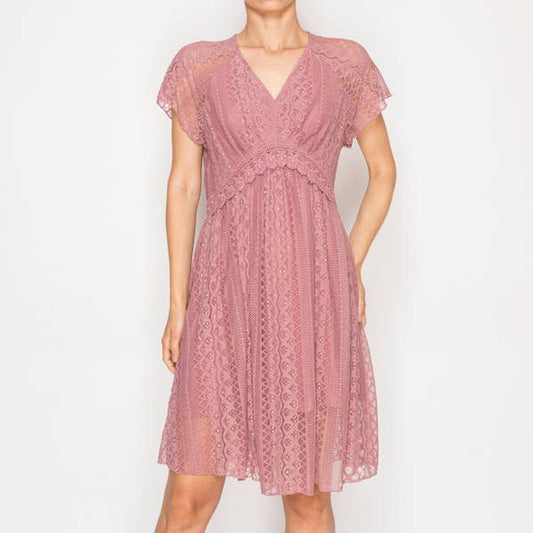 Dusty Rose Lace Dress OLS4709 Dusty