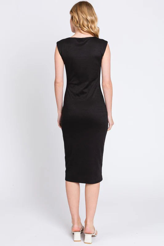 Ribbed Midi Dress - Black FD-3099