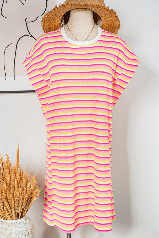 Ladies Stripe Crew Neck T Shirt Dress FSWRK6120996-P719